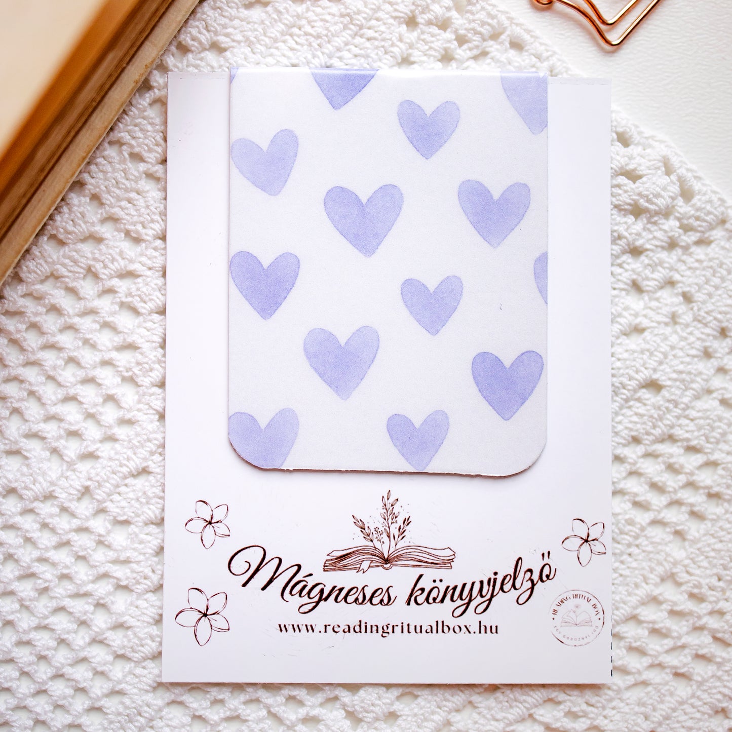 Mágneses könyvjelző - Lila szív