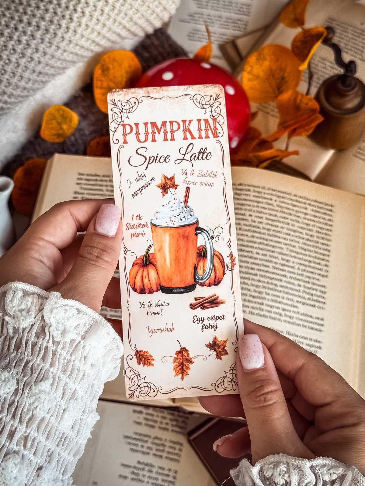 Pumpkin Spice Latte őszi kézműves könyvjelző | Reading Ritual Box