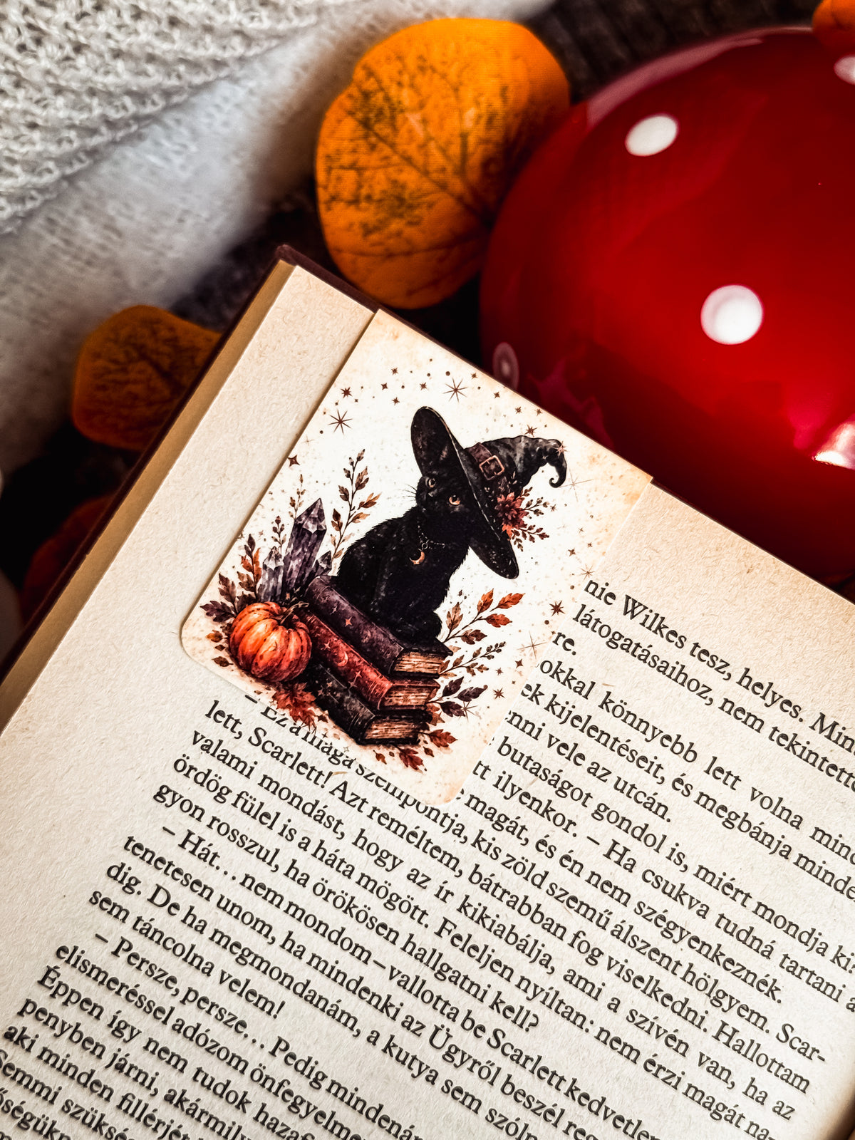 Witchy Cat boszorkányos mágneses kézműves könyvjelző | Reading Ritual Box