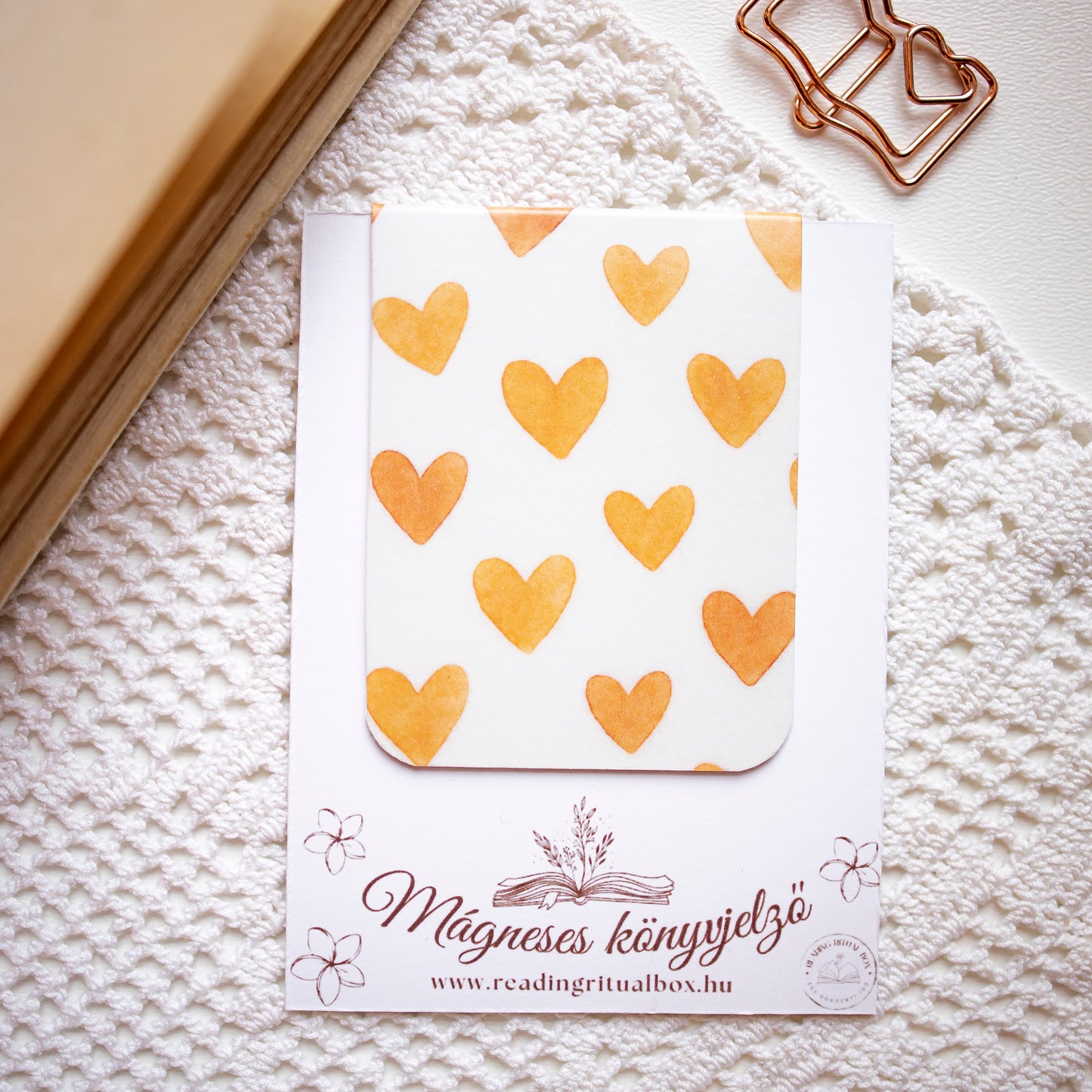 Mágneses könyvjelző - Narancs szív