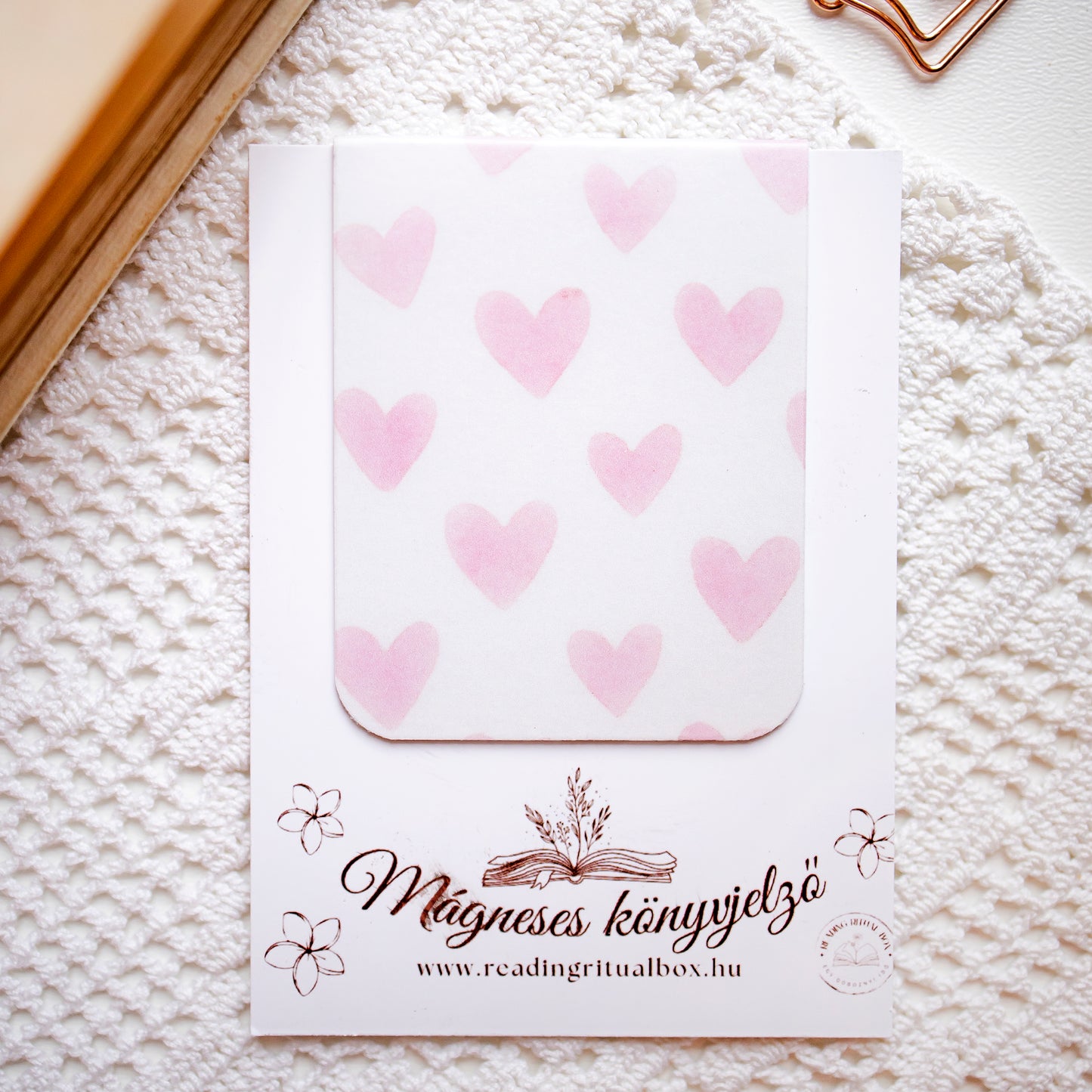 Mágneses könyvjelző - Rózsaszín szív