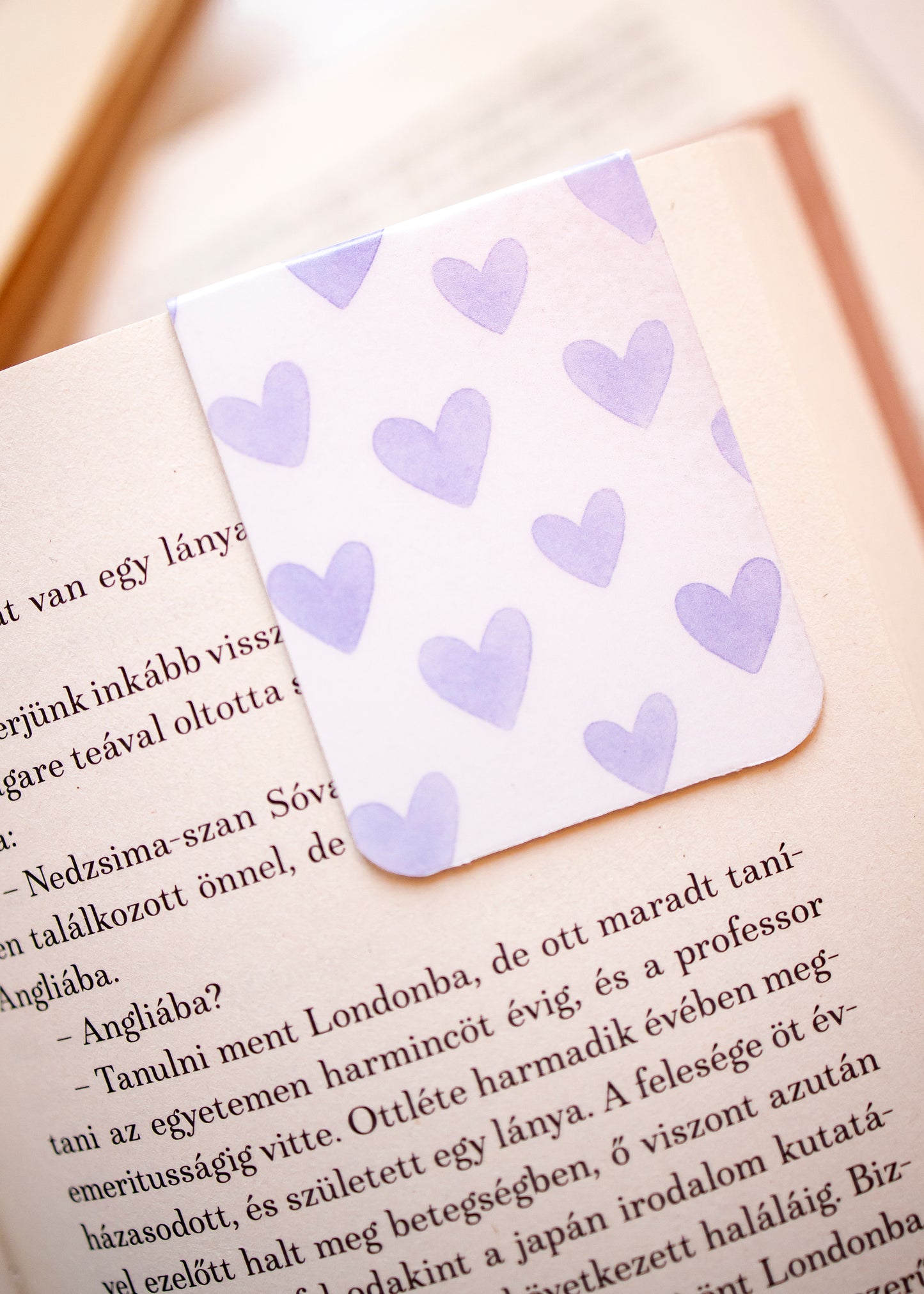 Mágneses könyvjelző - Lila szív